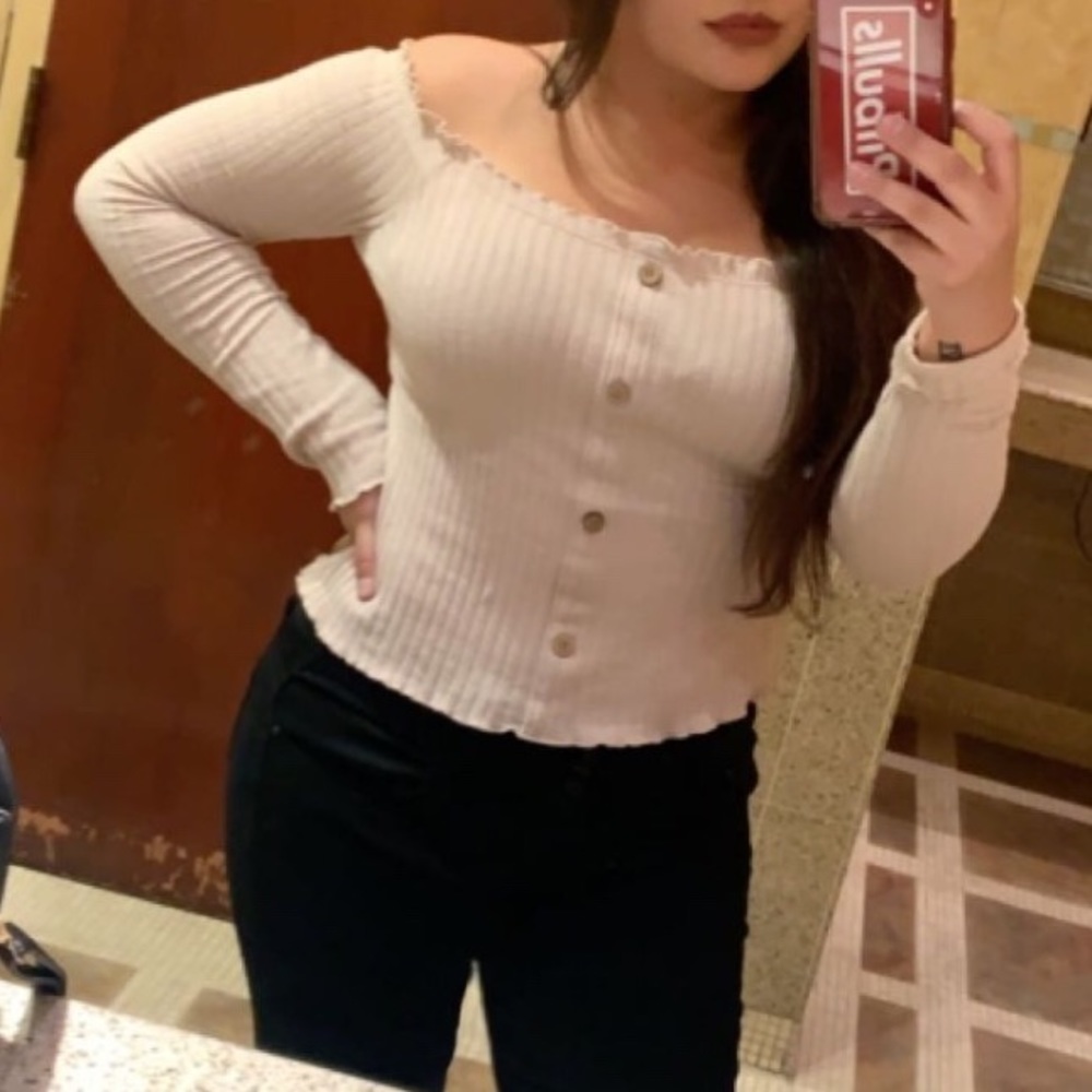 Beige off shoulder top